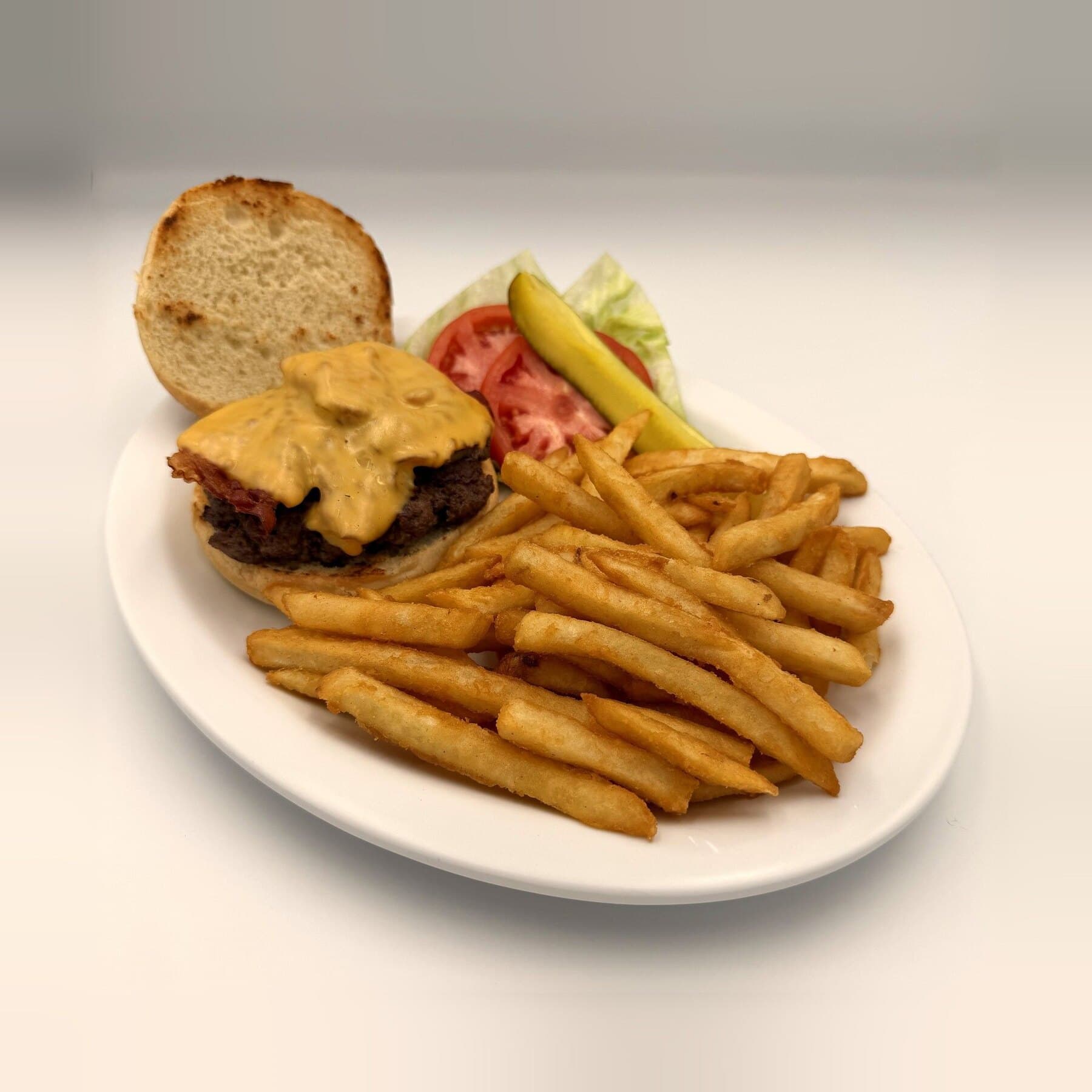 The Andy Burger from Andy's kitchen downstairs, served at Bullfrog